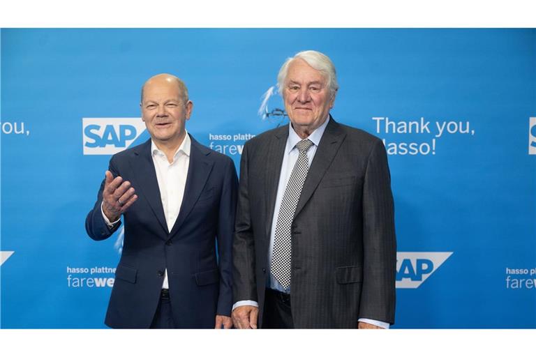 Scholz würdigt Plattners Leistung: „Mit SAP haben vor allem Sie und Ihre vier Gründungspartner Wirtschaftsgeschichte geschrieben.“ (Archivbild)