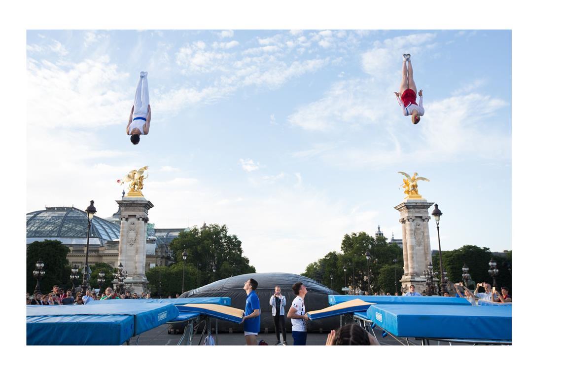 Schon 2018 war die Brücke Trampolin-Sport-Schauplatz beim „Journée olympique“.