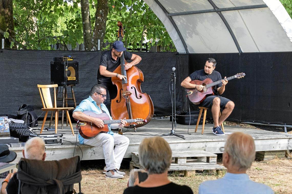 Seit zwölf Jahren stehen die drei Musiker als Gismo-Graf-Trio zusammen auf der Bühne. Foto: Dietmar van der Linden 