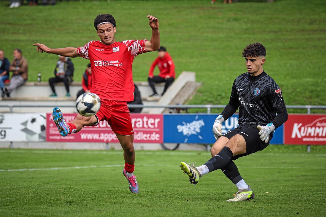 Shaban Veselaj (links) hat drei der bislang 13 TSG-Tore erzielt. Foto: Alexander Becher