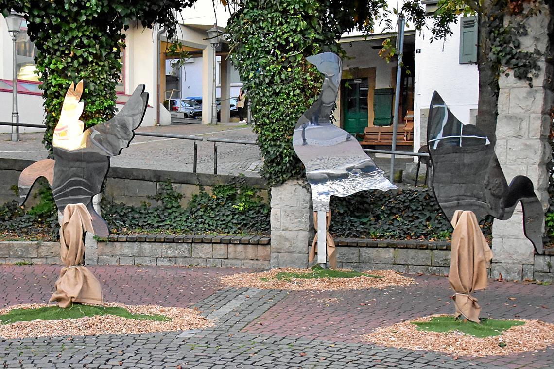 Spiegelgänse am Adenauerplatz. 