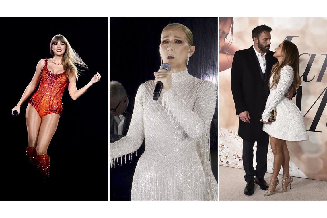 Taylor Swift, Céline Dion, Ben Affleck und Jennifer Lopez (von links) – vier Prominente, die in diesem Jahr Schlagzeilen machten.