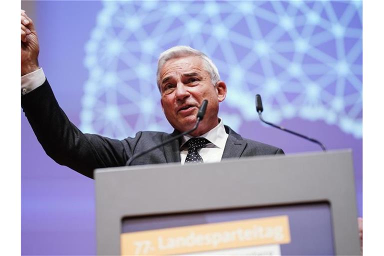 Thomas Strobl, Landesvorsitzender der baden-württembergischen CDU, spricht. Foto: Uwe Anspach/dpa