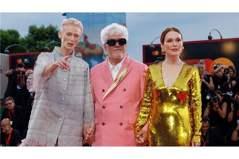 Tilda Swinton, Pedro Almodóvar und Julianne Moore.