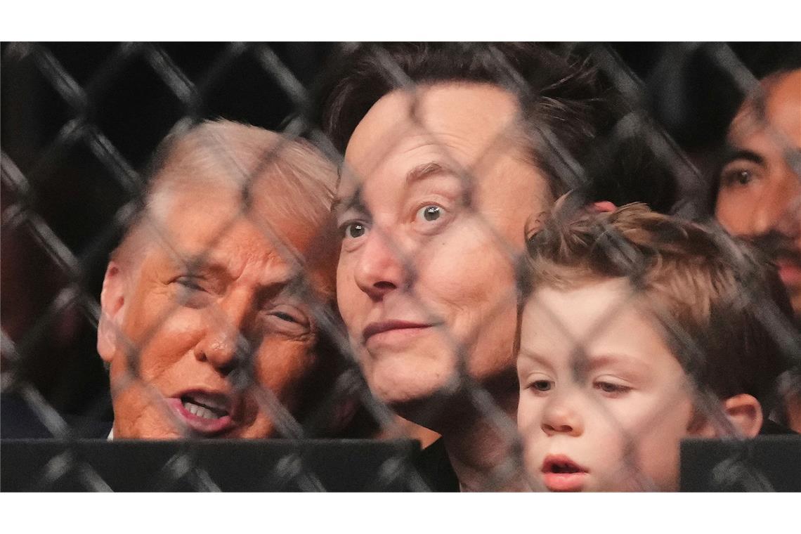 Musk mit 4 Jahre altem Sohn bei Kampfsport-Spektakel Trump, Musk mit 4 Jahre altem Sohn bei Kampfsport-Spektakel