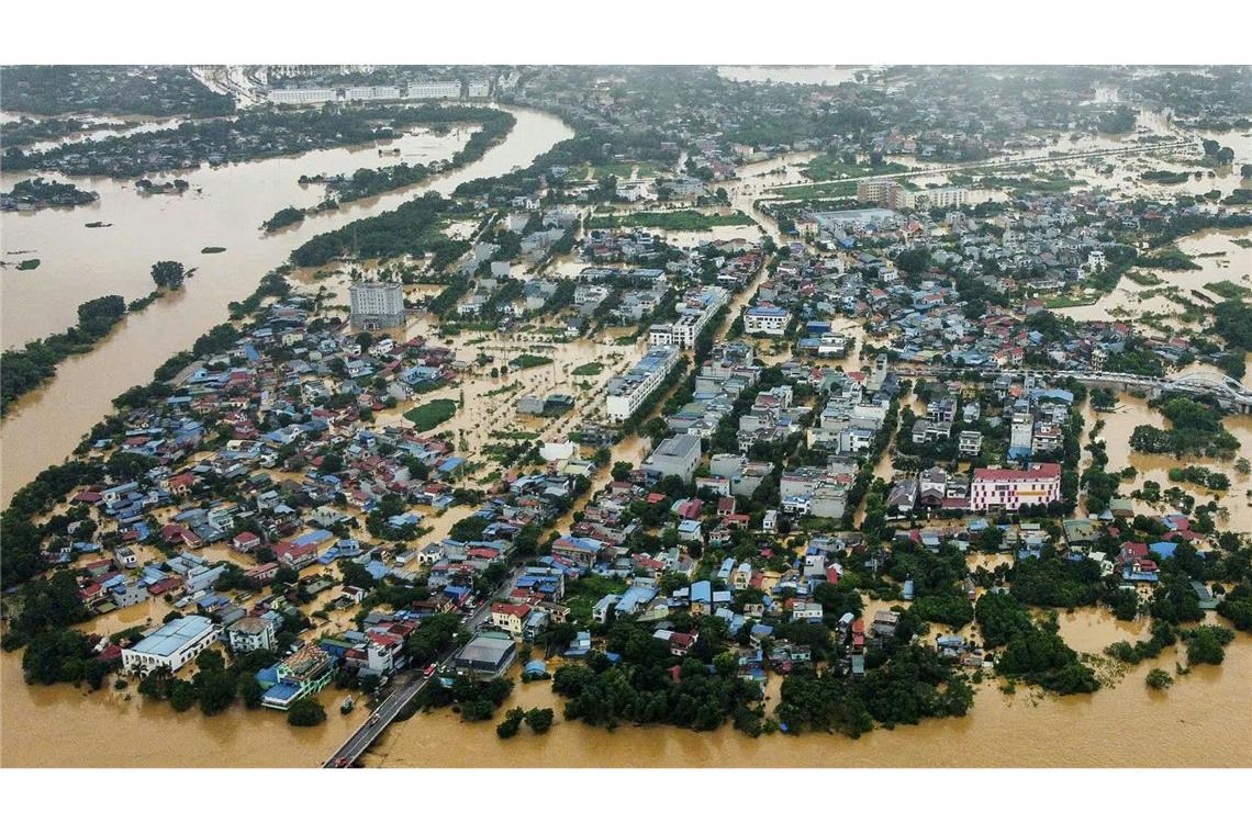 Überflutete Straßen in Thai Nguyen: Der Tropensturm „Yagi“ wütet in Vietnam.