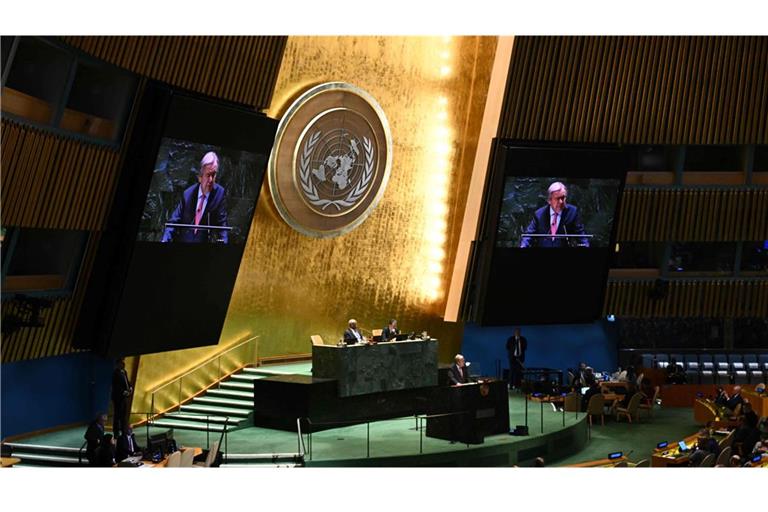 UN-Generalsekretär António Guterres bei seiner Rede vor der UN-Vollversammlung in New York.