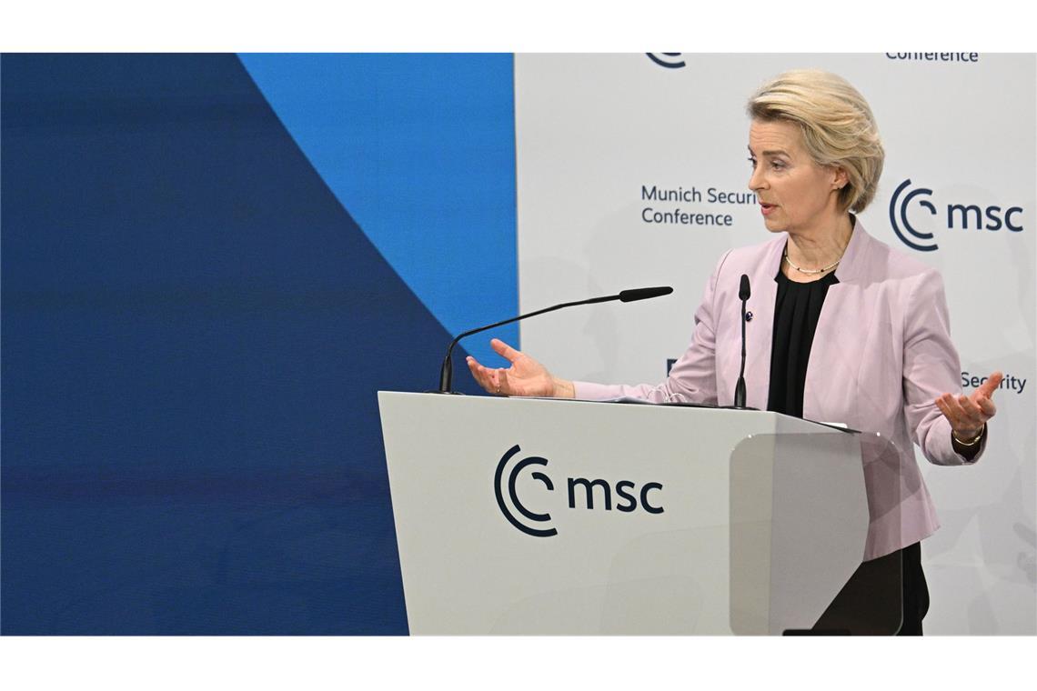 Ursula von der Leyen, Präsidentin der EU-Kommission, spricht auf der Münchner Sicherheitskonferenz.