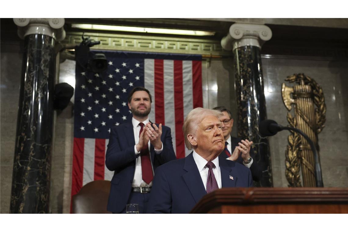 US-Präsident Donald Trump spricht vor einer gemeinsamen Sitzung des Kongresses im Kapitol (Archivbild).