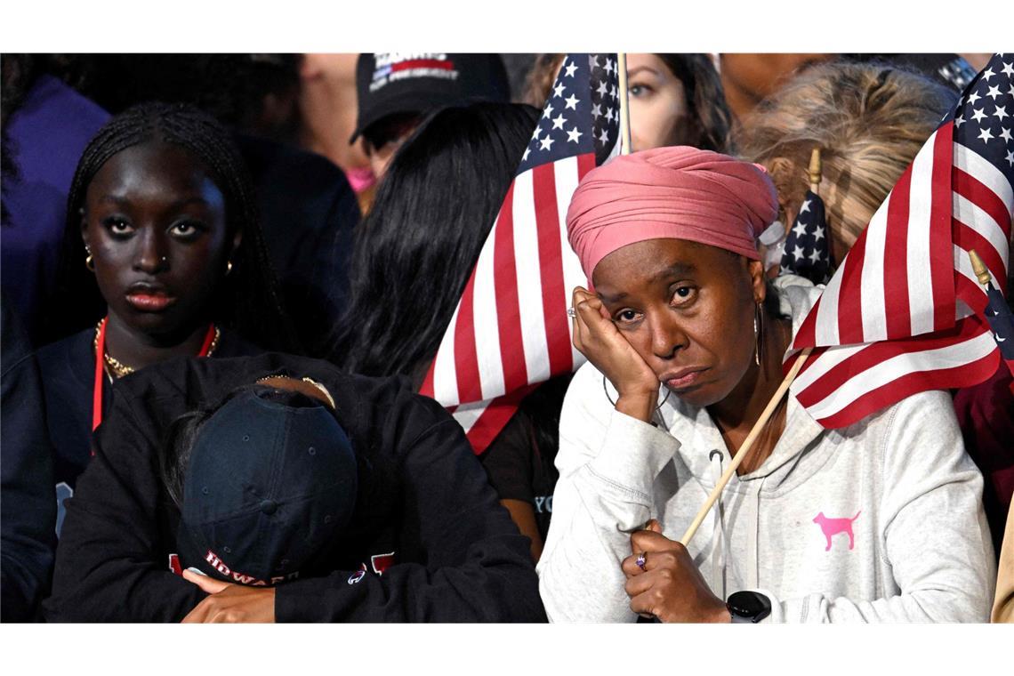 Von Unglauben bis Verzweiflung: Harris-Unterstützer auf der offiziellen Wahlparty der Demokraten auf dem Campus der Howard University in Washington D.C.