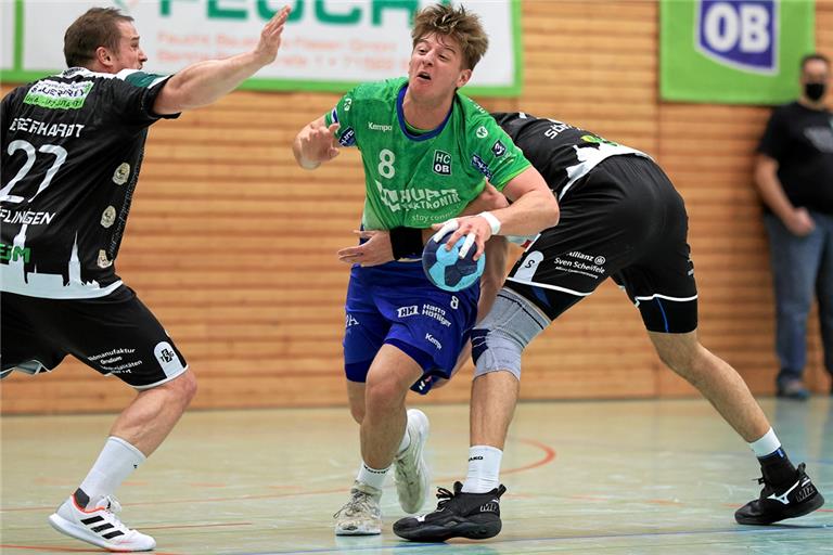 War in der zweiten Halbzeit fast nicht zu bremsen: HCOB-Handballer Felix Raff. Foto: A. Becher