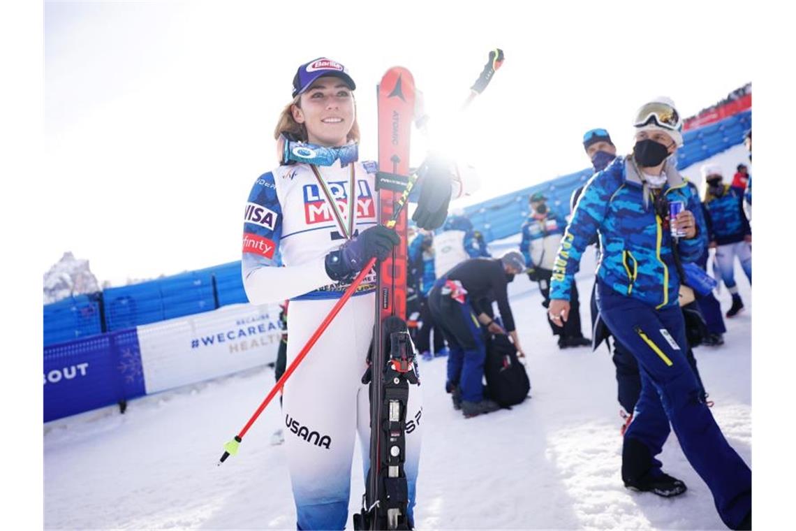 Shiffrin will „unglaublich erfolgreiche“ WM veredeln Will sich im Slalom ihre vierte WM-Medaille in Cortina d'Ampezzo sichern: Mikaela Shiffrin. Foto: Michael Kappeler/dpa