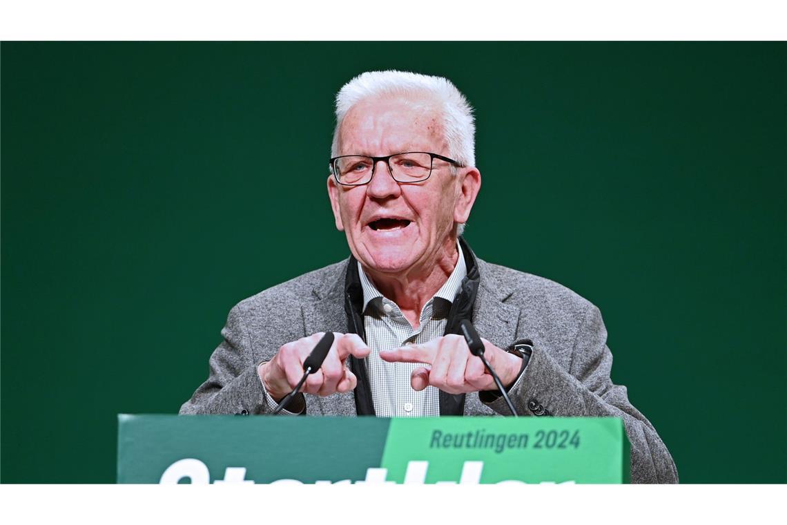 Winfried Kretschmann beim Grünenparteitag in Reutlingen.