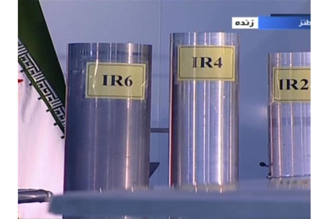 Zentrifugen in der iranischen Atomanlage Natans. Foto: -/Islamic Republic Iran Broadcasting/AP/dpa