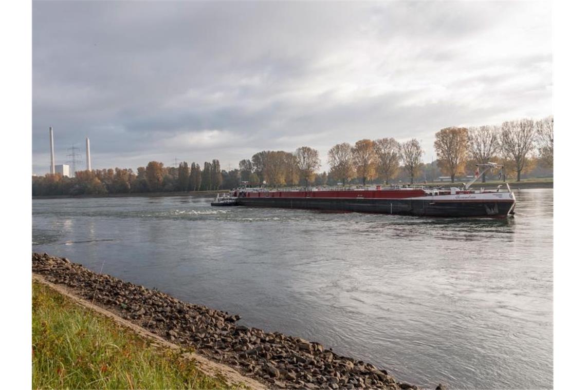 Zwei Schiffe haben sich auf dem Rhein bei Hagenbach in Rheinland-Pfalz festgefahren. Foto: Aaron Klewer/Einsatz-Report24/dpa